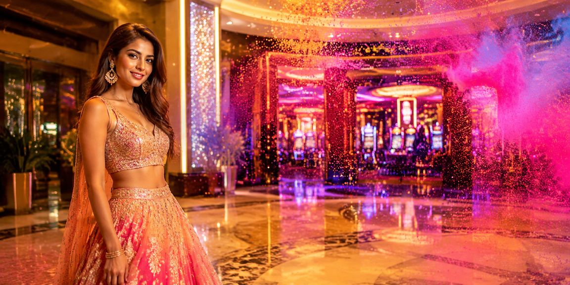 Player using casino app during Holi festival in India