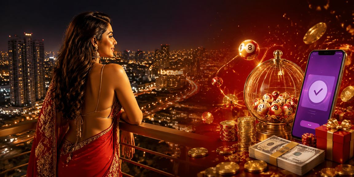 Indian city with festive lottery ticket concept